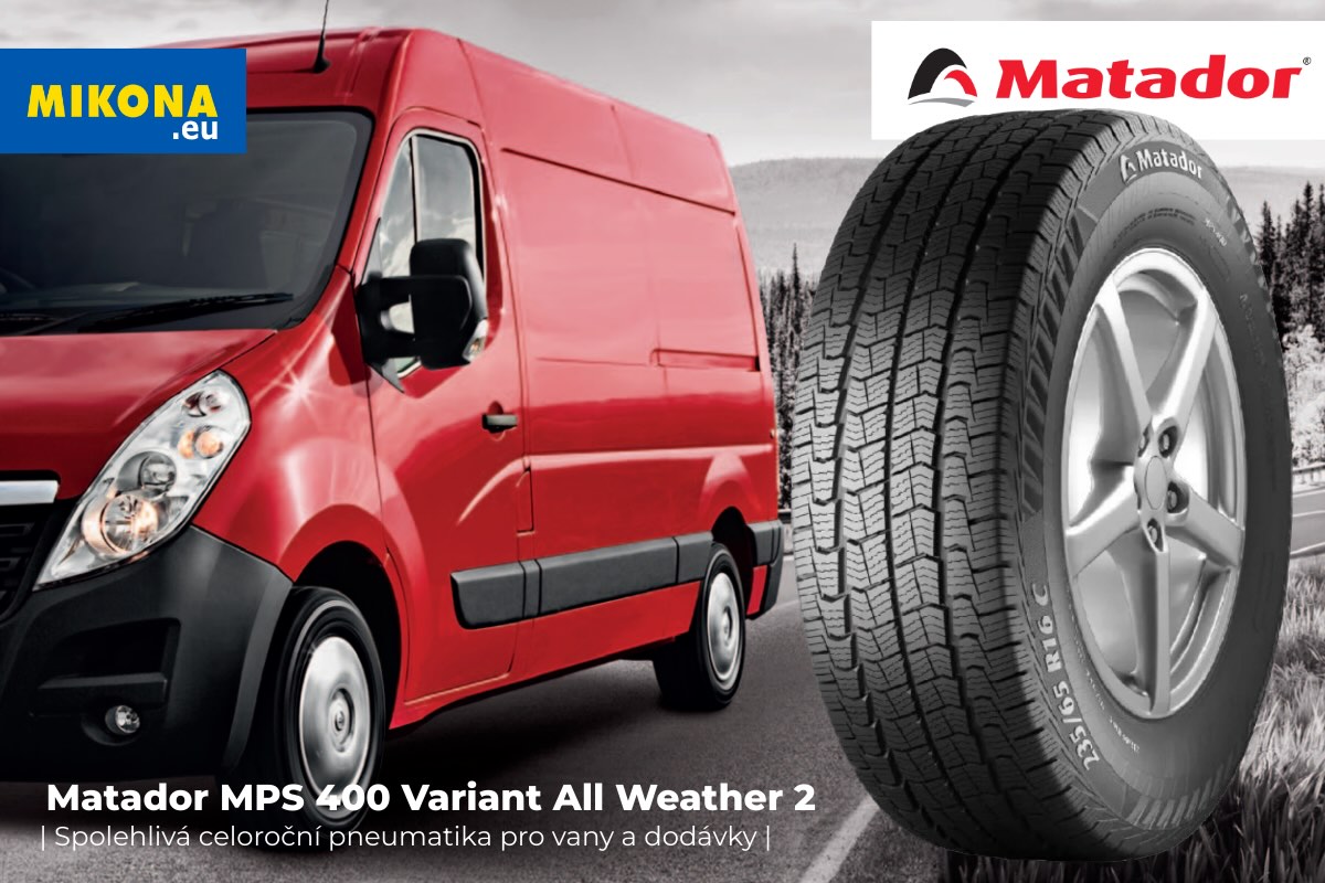 Detail dezénu celoroční pneumatiky Matador MPS400 Variant AW 2 se směrovým vzorem a lamelami pro spolehlivý záběr, stabilitu pod zatížením a bezpečnou jízdu po celý rok.